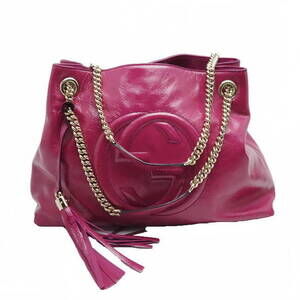 Gucci Soho Shoulder Bag Chain Strap Vernis Patent Leather Pink